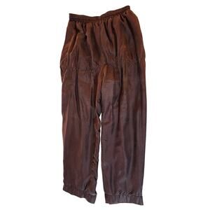 Oleg Cassini Silk & Nylon Drawstring Pocketed Waist Pants - Medium